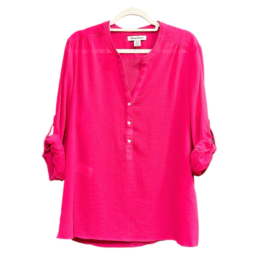 TOMMY BAHAMA WOMENS 100% COTTON SIZE MEDIUM COASTVIEW GAUZE TOP